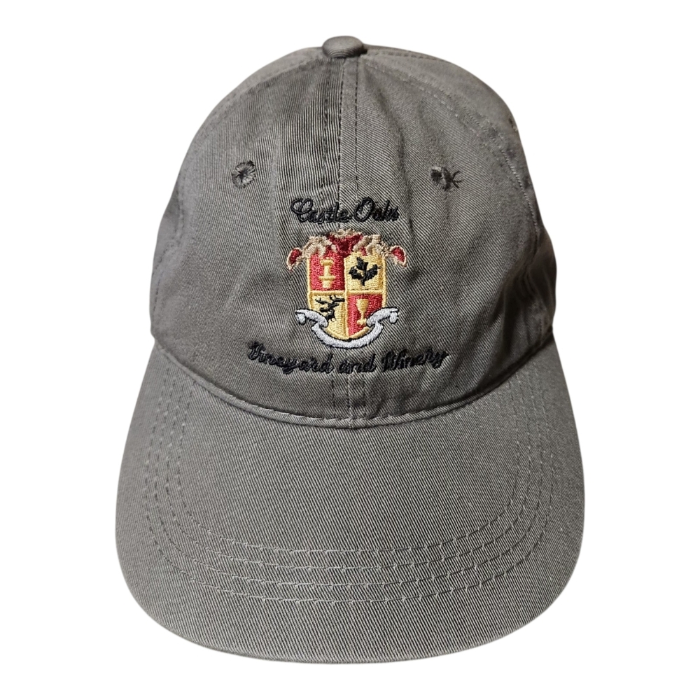Castle Oaks Vineyard And Winery Strap Back Cap Hat Gray Adjustable OS